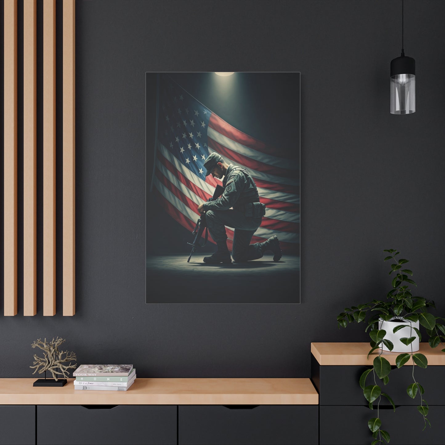 Kneeling Soldier Prayer Tribute Wall Art & Canvas Prints