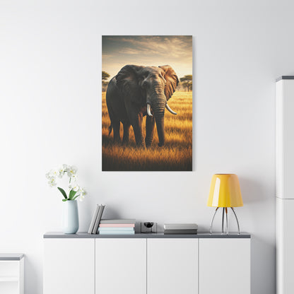 Majestic Elephant in Golden Grasslands Wall Art & Canvas Prints