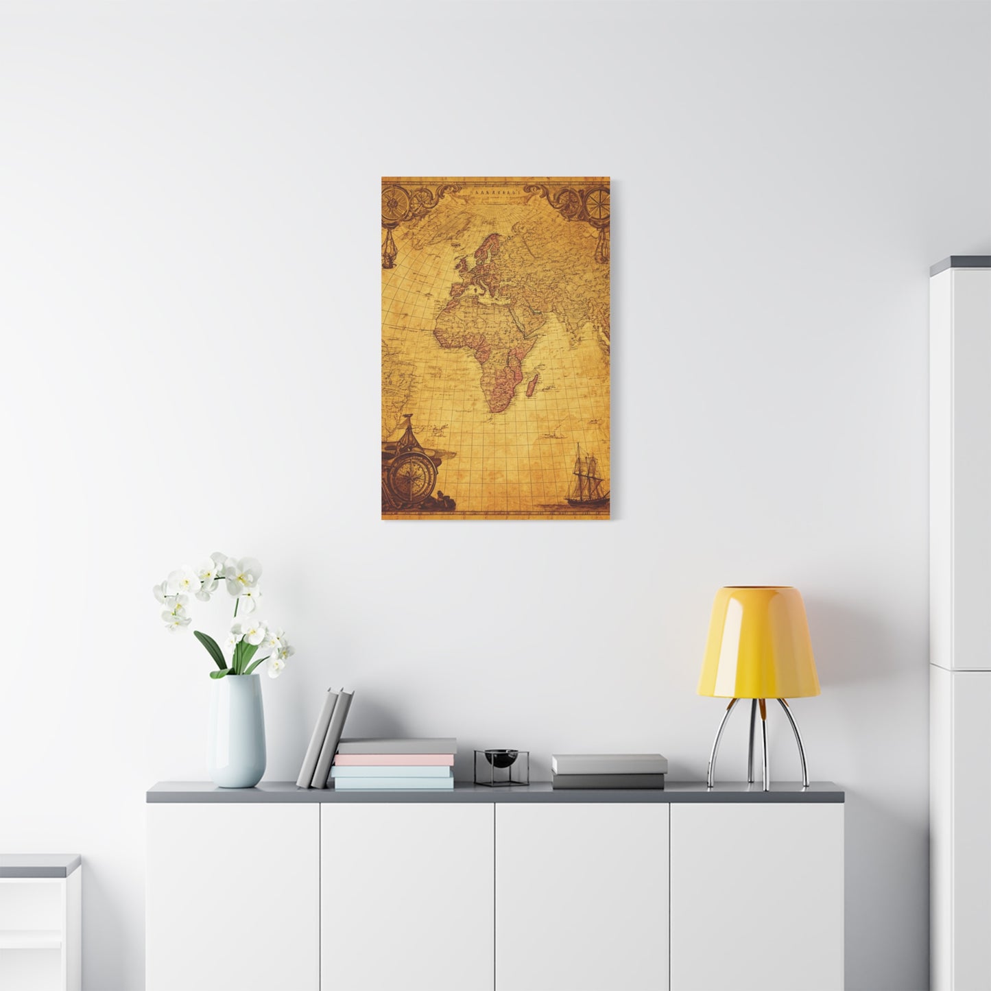Double Hemisphere Vintage World Map Wall Art & Canvas Prints