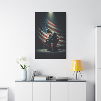 Kneeling Soldier Prayer Tribute Wall Art & Canvas Prints