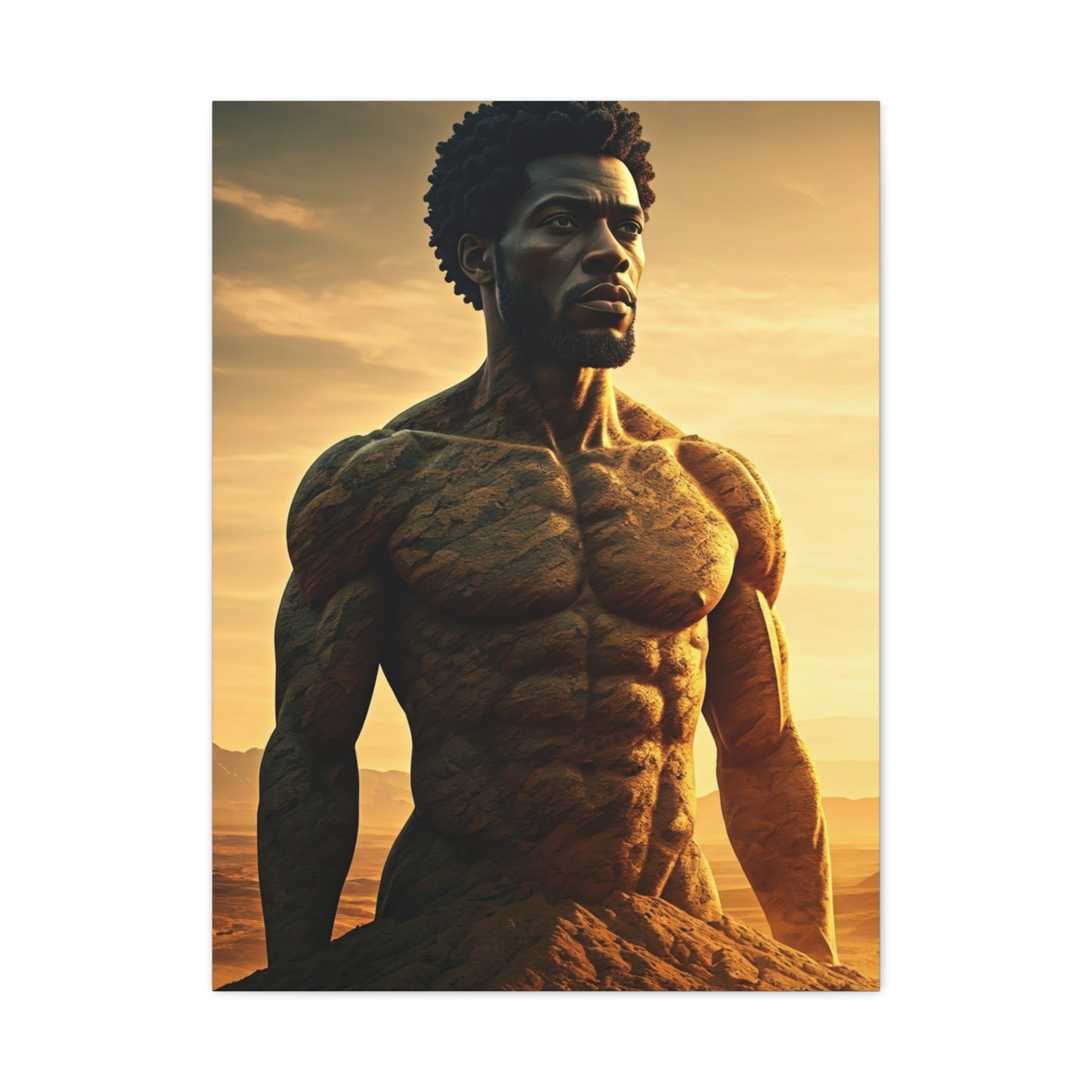 Golden Stone Warrior Portrait Wall Art & Canvas Prints