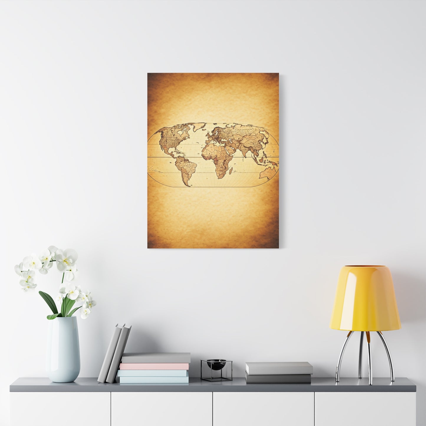 Modern Vintage Silhouette World Map Wall Art & Canvas Prints
