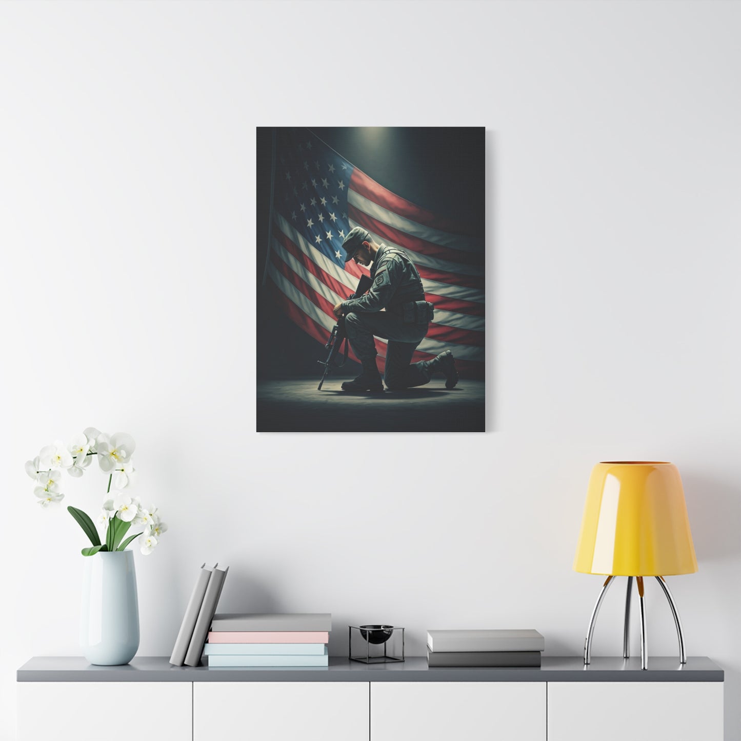 Kneeling Soldier Prayer Tribute Wall Art & Canvas Prints
