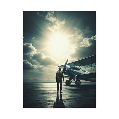 Lone Pilot and Aircraft Reflection Wall Art & Canvas Prints
