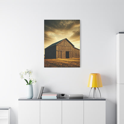 Golden Harvest Barn at Dusk Wall Art & Canvas Prints