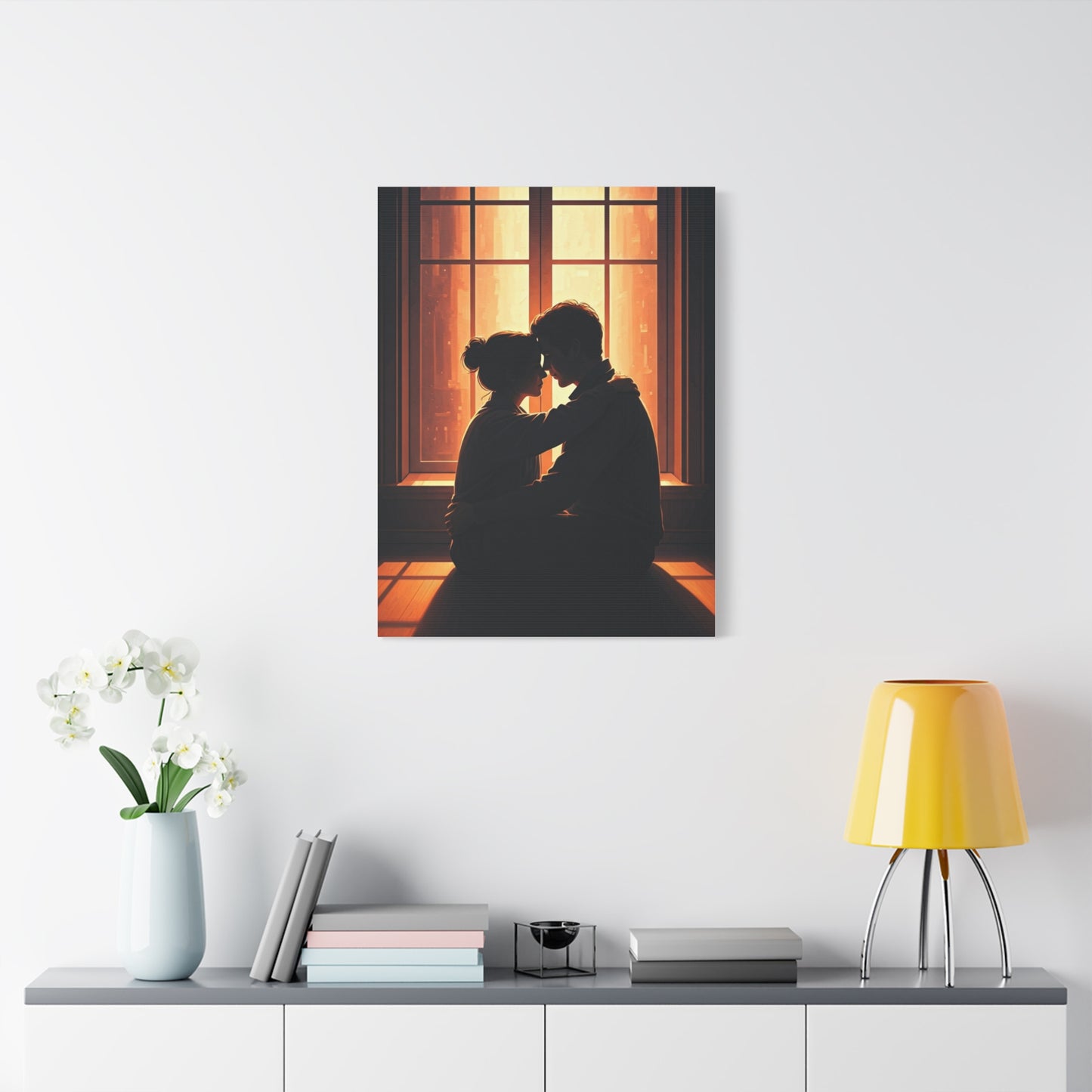 Quiet Embrace by Sunlit Window Wall Art & Canvas Prints