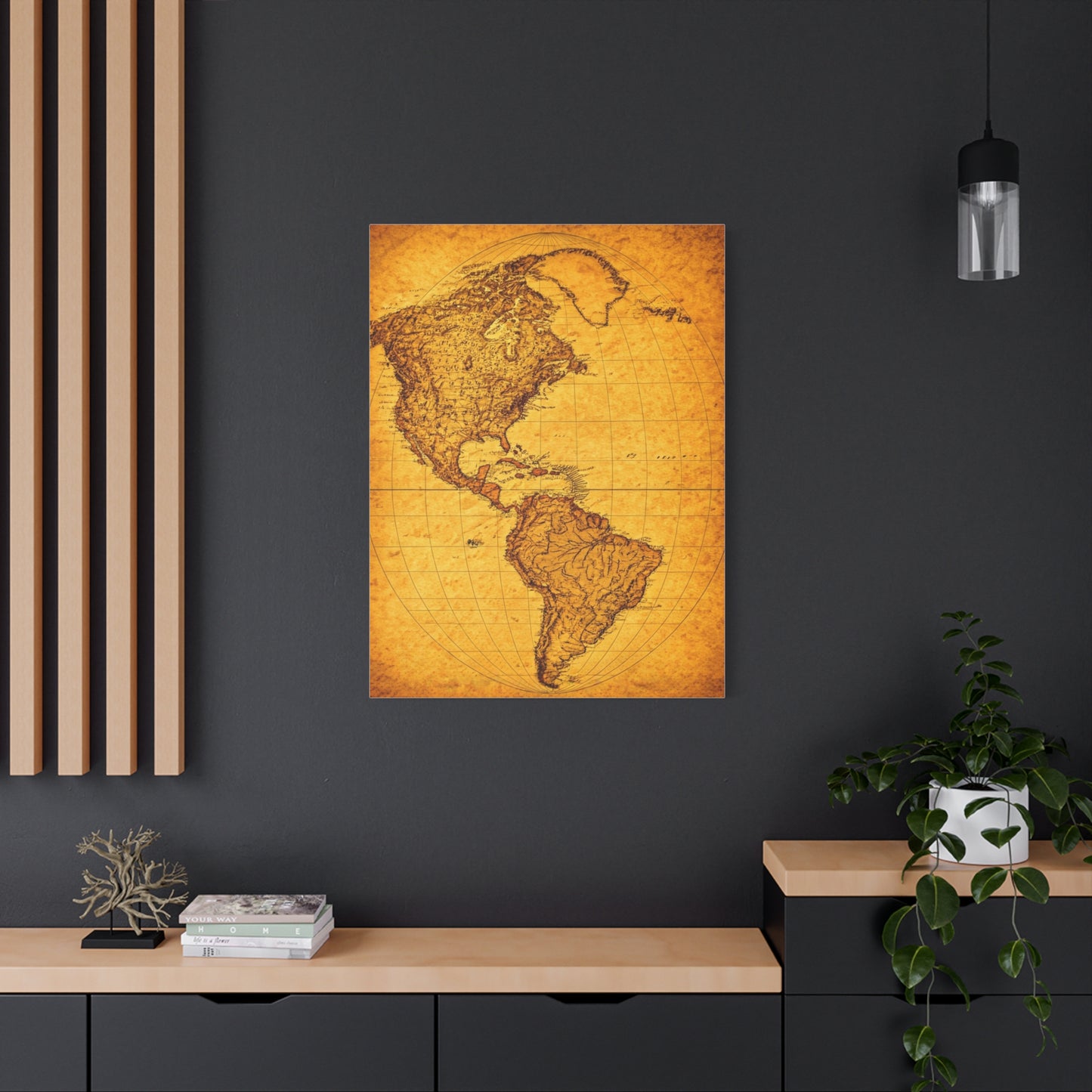 Minimal Vintage World Silhouette Map Wall Art & Canvas Prints