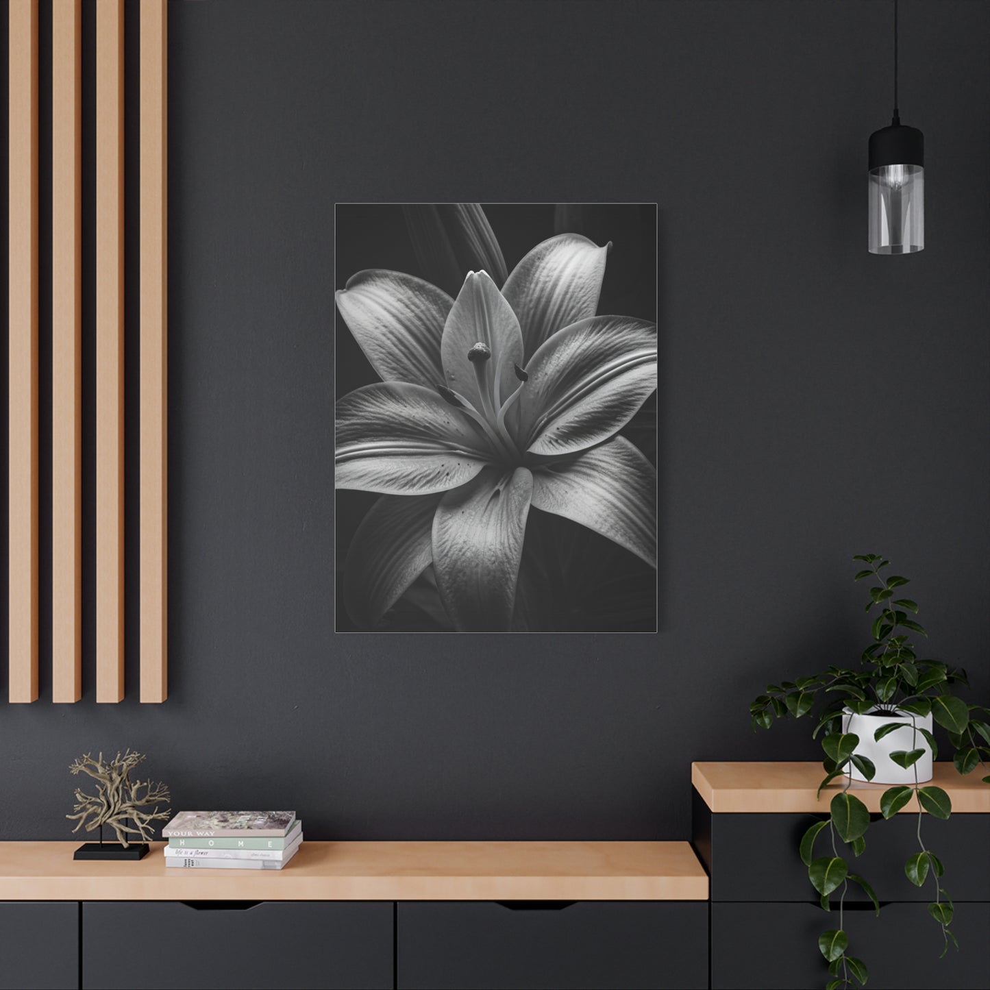 Monochrome Lily Bloom Wall Art & Canvas Prints