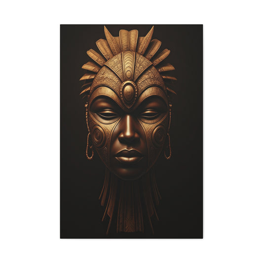 Golden Tribal Goddess Mask Wall Art & Canvas Prints