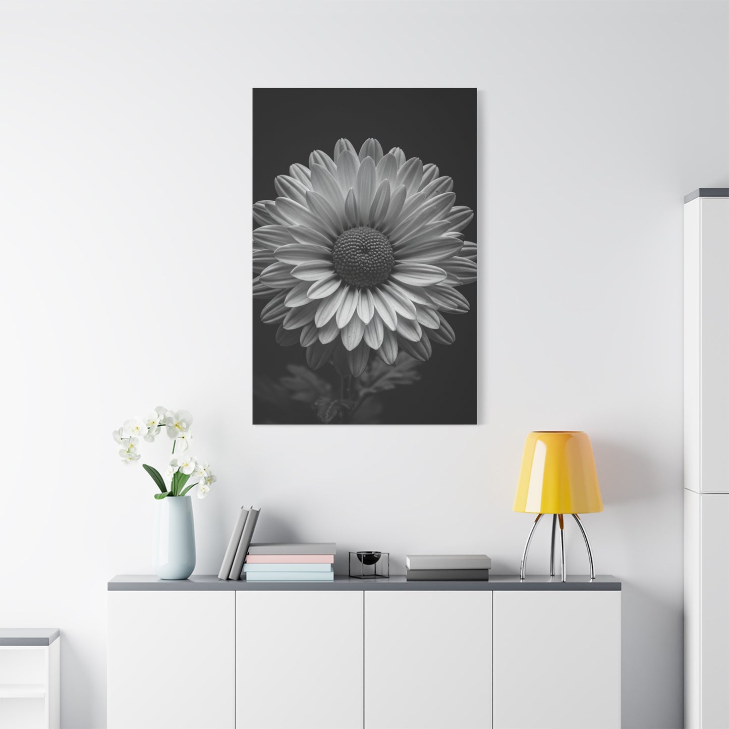 Monochrome Daisy Bloom Portrait Wall Art & Canvas Prints