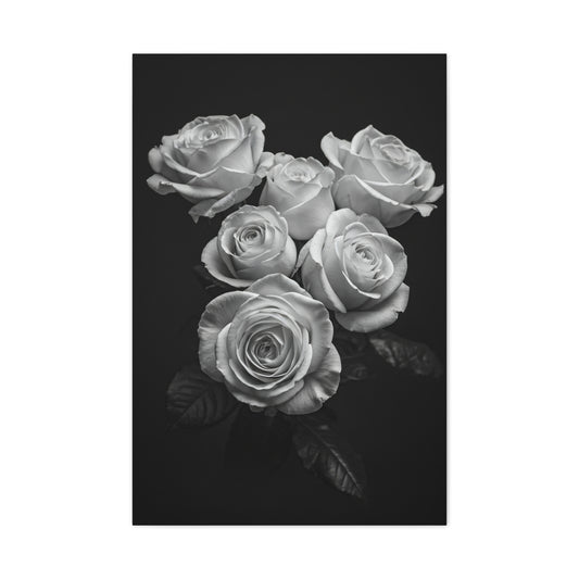 Classic White Rose Bouquet Monochrome Wall Art & Canvas Prints