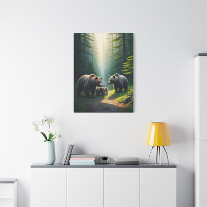 Bear Family Forest Path Scene Wall Art & Canvas Prints