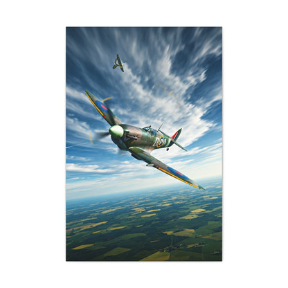 Vintage Warbird Flight Over Open Fields Wall Art & Canvas Prints