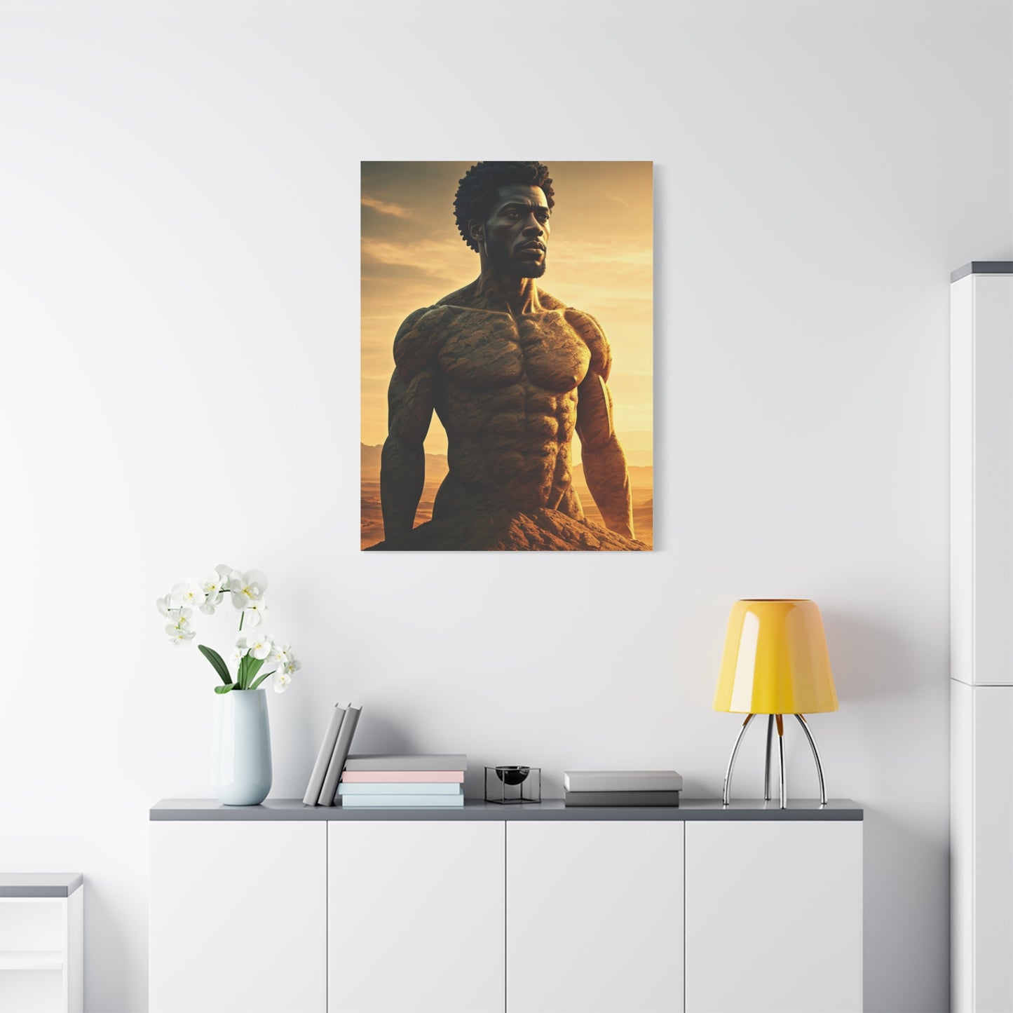 Golden Stone Warrior Portrait Wall Art & Canvas Prints