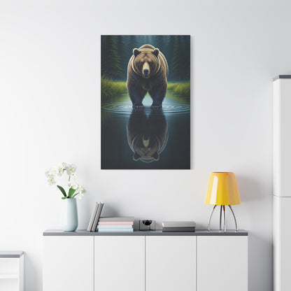 Brown Bear Reflection in Forest Water Wall Art & Canvas Prints