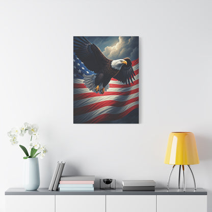 Eagle of Freedom Over the American Flag Wall Art & Canvas Prints