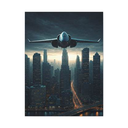 City Skyline Aircraft Journey Wall Art & Canvas Prints