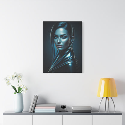 Modern Blue Portrait with Metallic Accents Wall Art & Canvas Prints