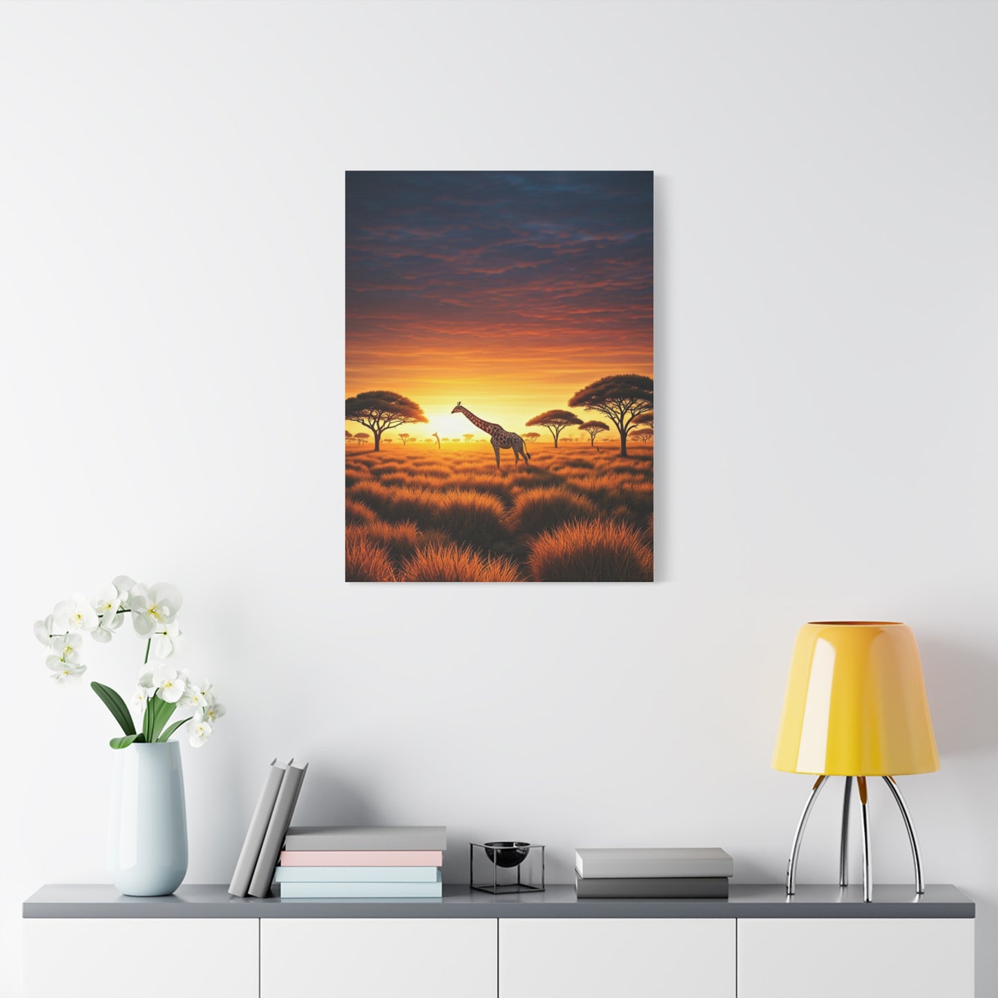 Savannah Giraffe Sunset Silhouette Wall Art & Canvas Prints