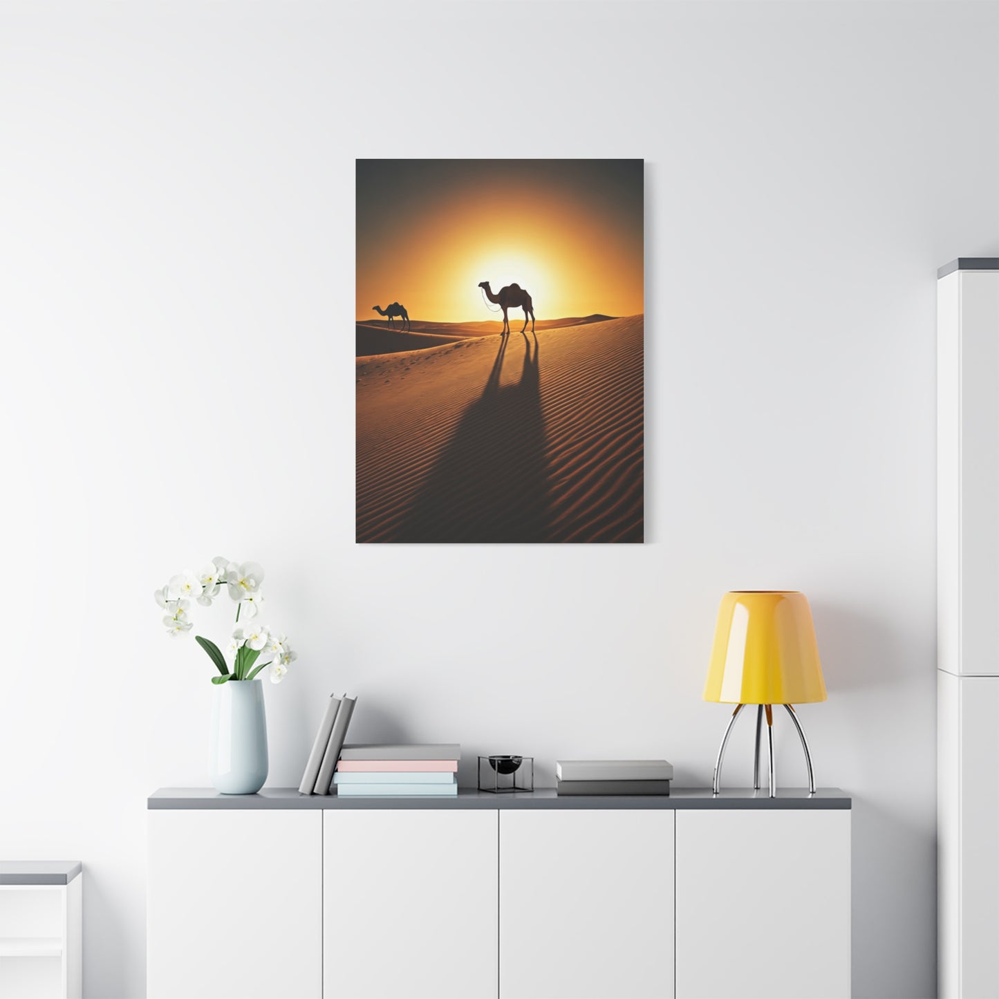 Lone Camel in Desert Sunset Wall Art & Canvas Prints