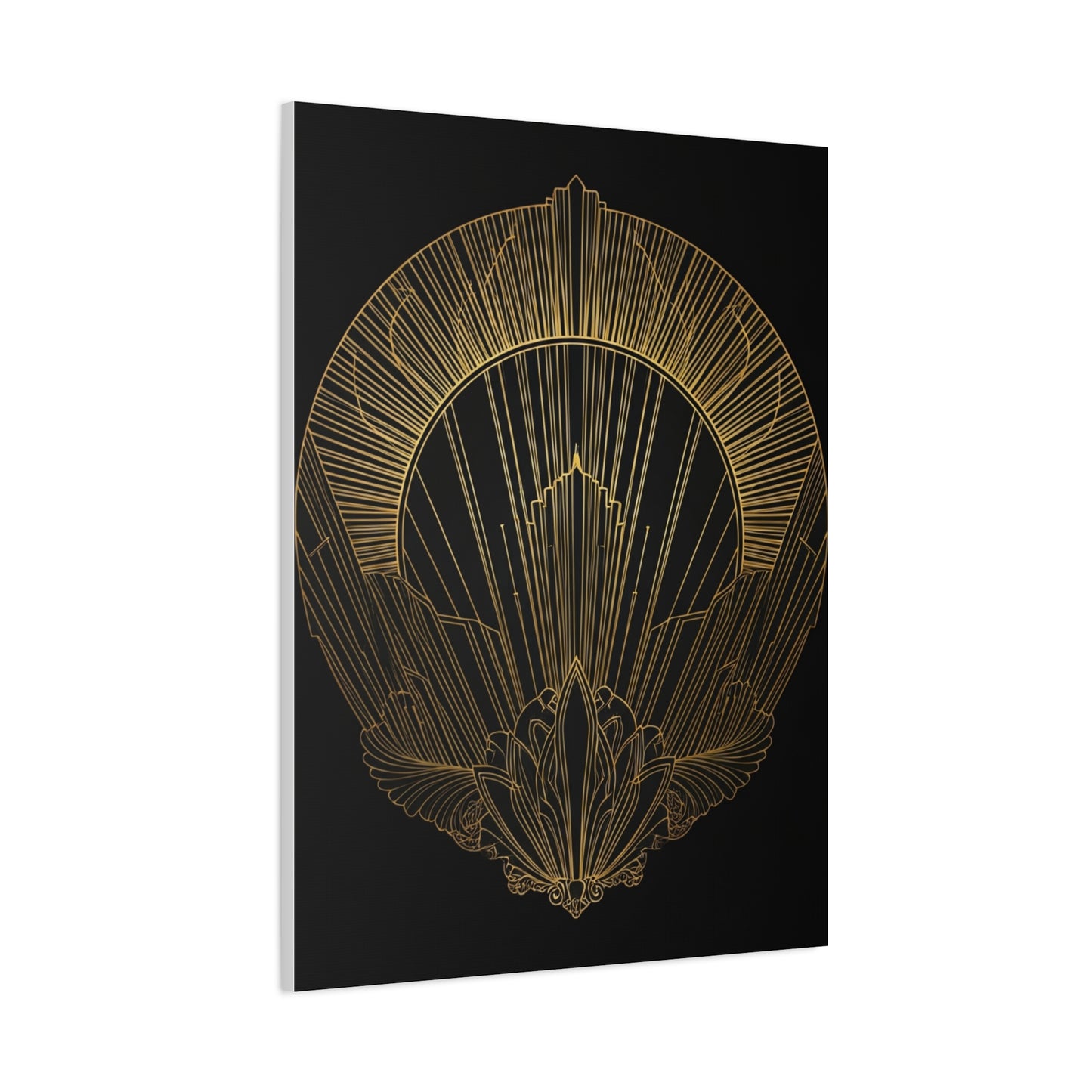 Deco Halo Emblem Black & Gold Wall Art & Canvas Prints
