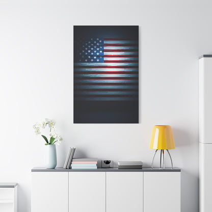 Minimalist Dark American Flag Glow Wall Art & Canvas Prints