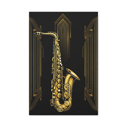 Golden Jazz Saxophone Art Deco Wall Art & Canvas Prints