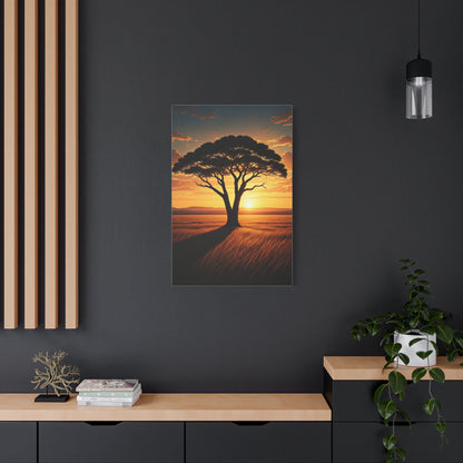 Lone Acacia Tree Sunset Horizon Wall Art & Canvas Prints