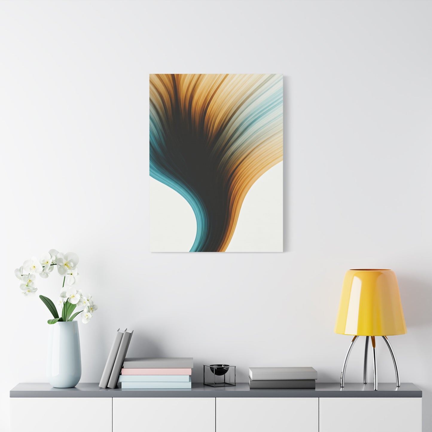 Flowing Gold and Teal Abstract Wall Art & Canvas Prints
