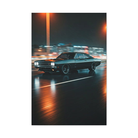 1968 Dodge Charger R/T Triple Black Night Cruise Wall Art & Canvas Prints