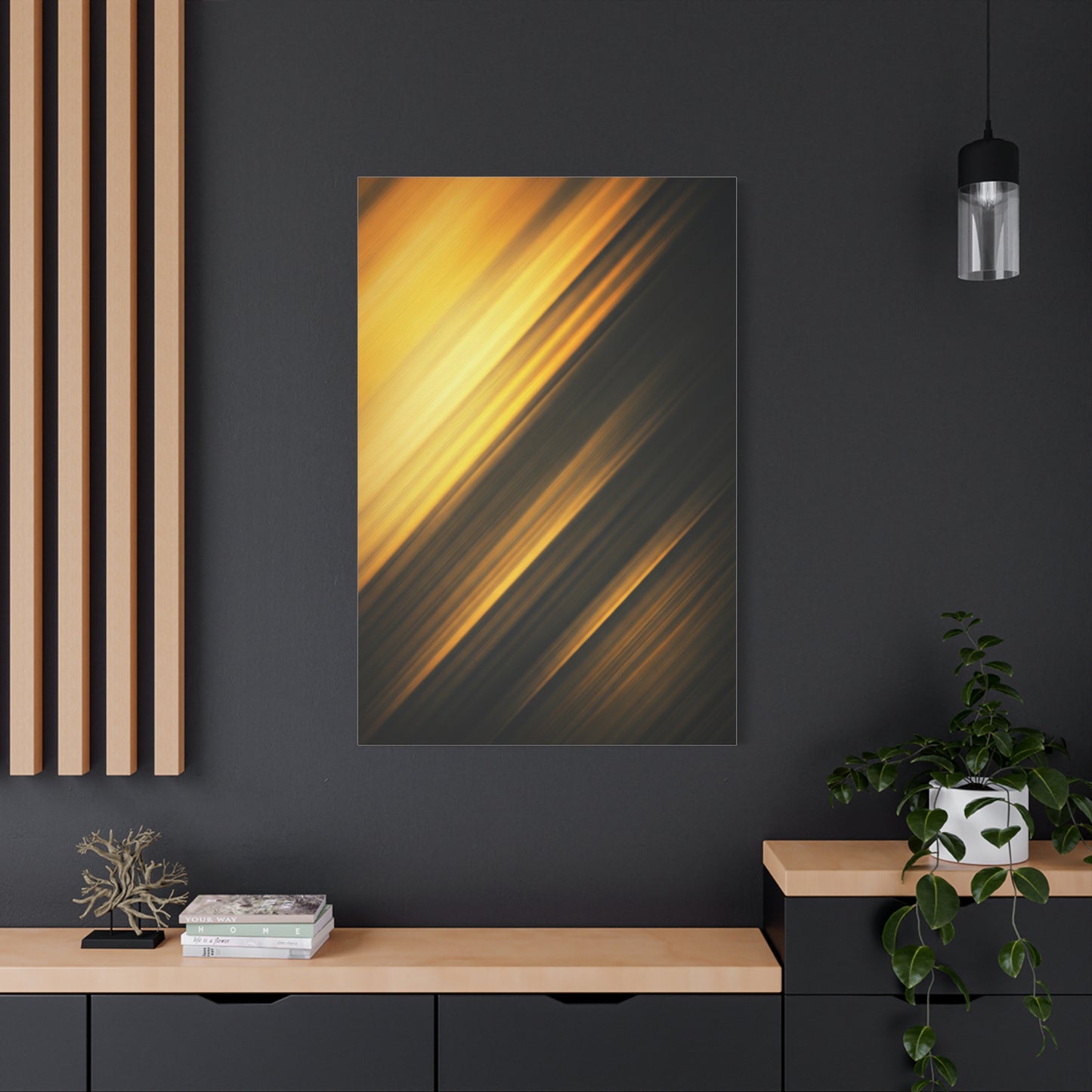 Golden Shadow Streaks Abstract Wall Art & Canvas Prints