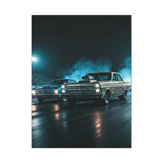 1967 Dodge Coronet Super Stock vs Chevrolet Biscayne 409 Drag Duel Wall Art & Canvas Prints