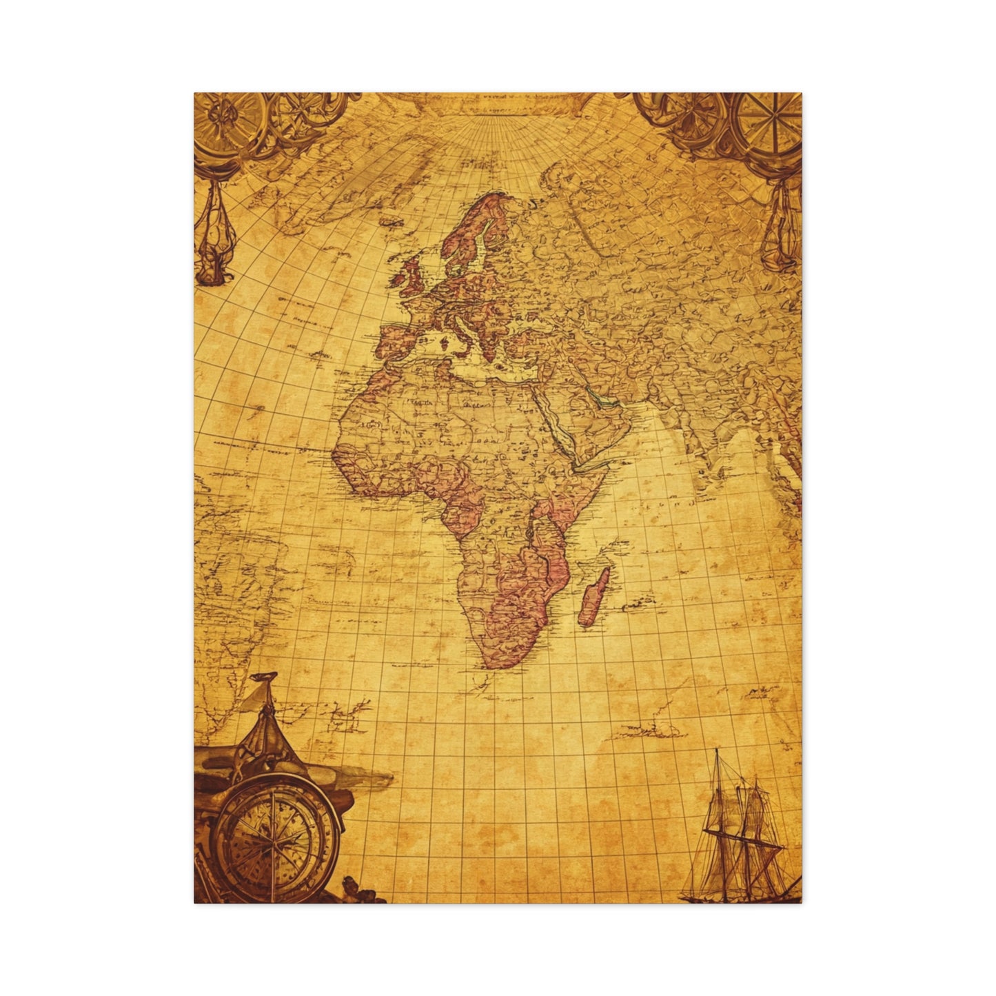 Double Hemisphere Vintage World Map Wall Art & Canvas Prints