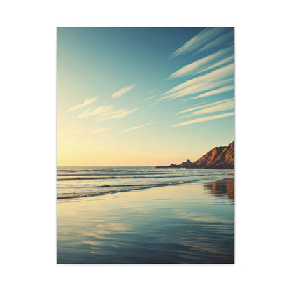 Golden Shoreline Reflection Beach Wall Art & Canvas Prints
