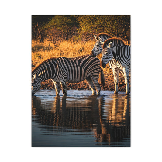 Zebra Pair at the Water’s Edge Wall Art & Canvas Prints