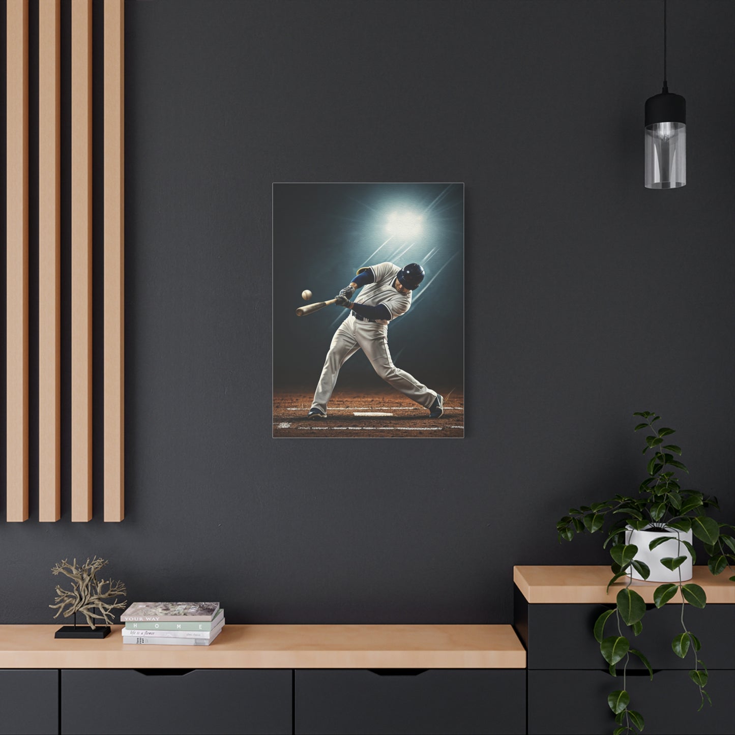 Baseball Player Spotlight Swing Drama Wall Art & Canvas Prints