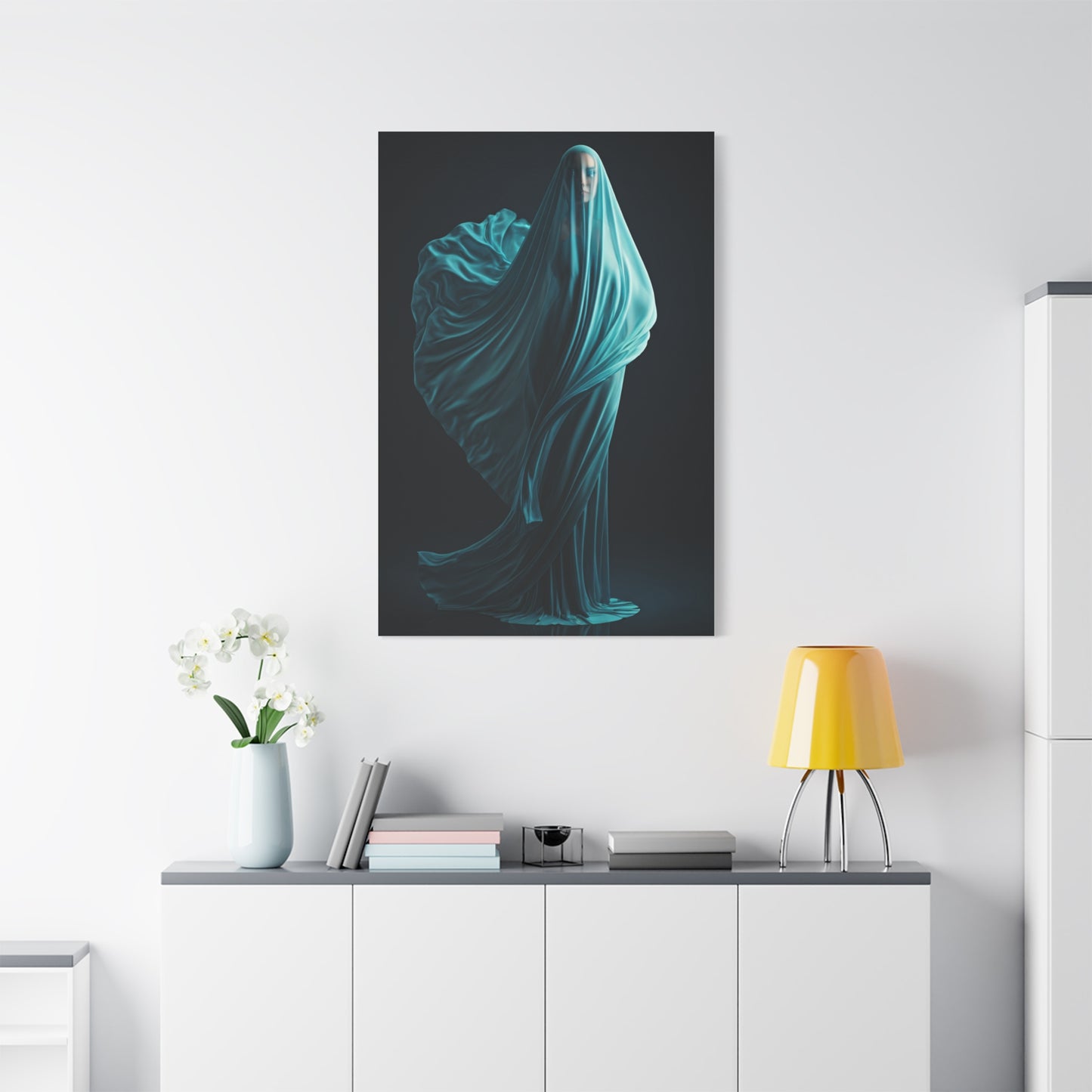 Flowing Blue Fabric Form Wall Art & Canvas Prints