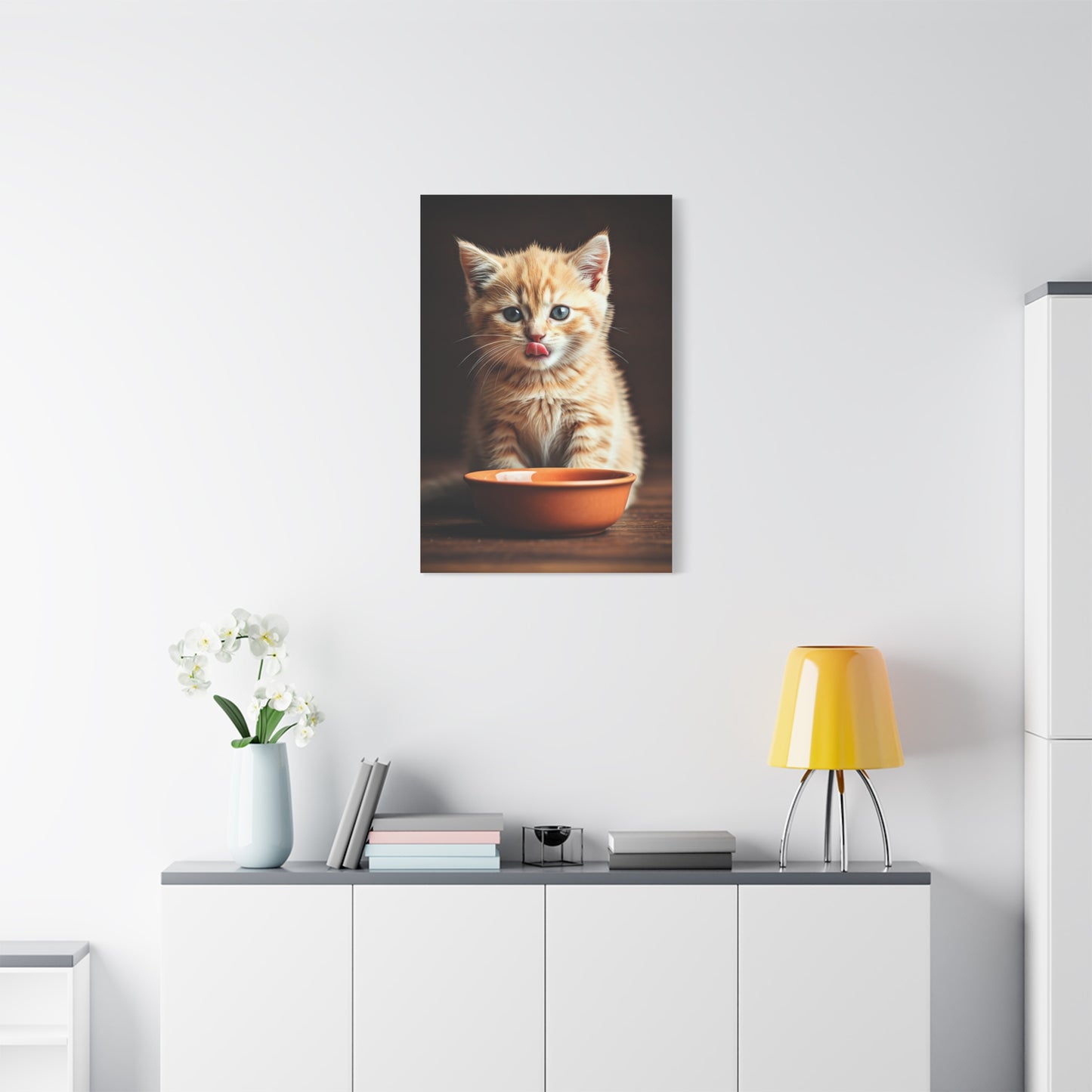 Hungry Kitten Moment Wall Art & Canvas Prints