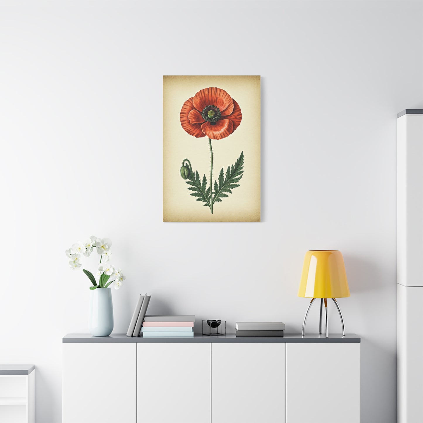 Poppy Flower Vintage Study Wall Art & Canvas Prints