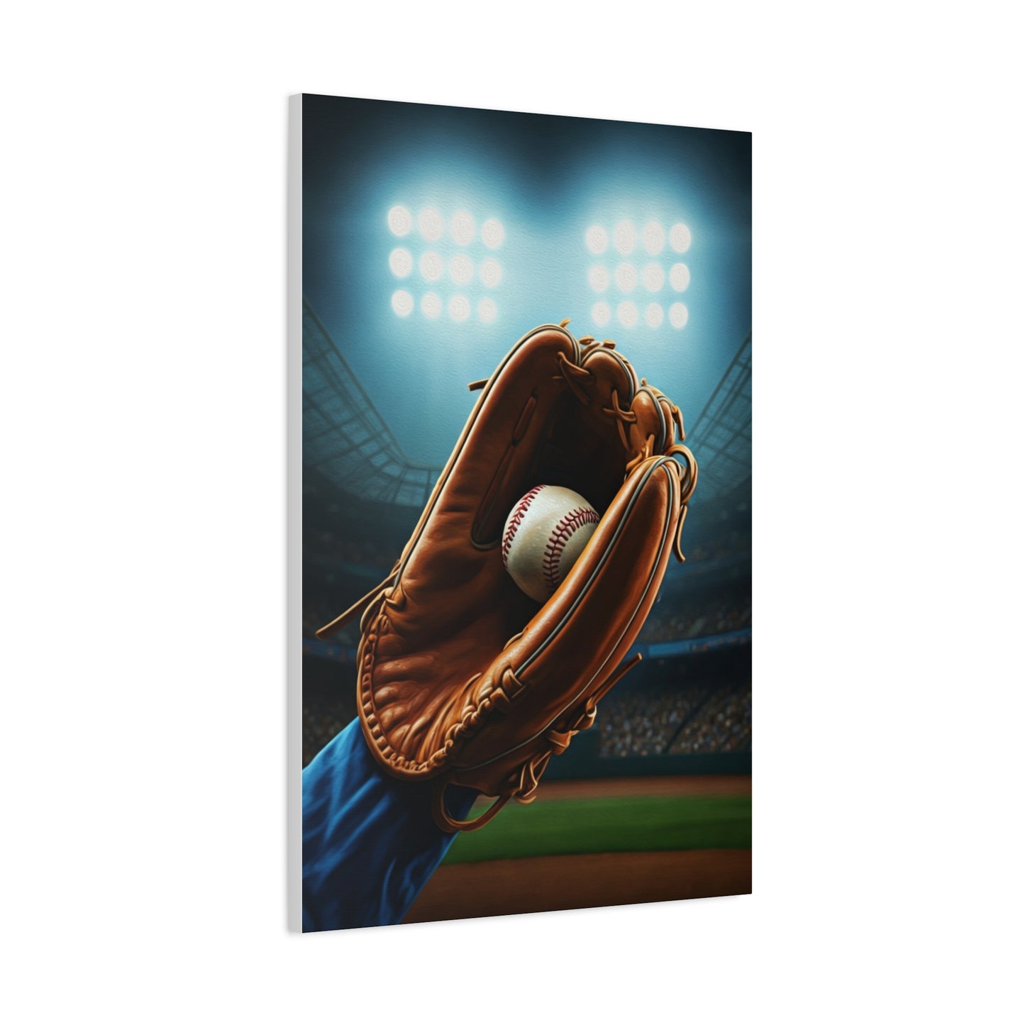 Baseball Glove Catch Under Stadium Lights Wall Art & Canvas Prints