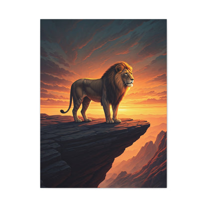 Lion King on Cliff at Sunset Wall Art & Canvas Prints