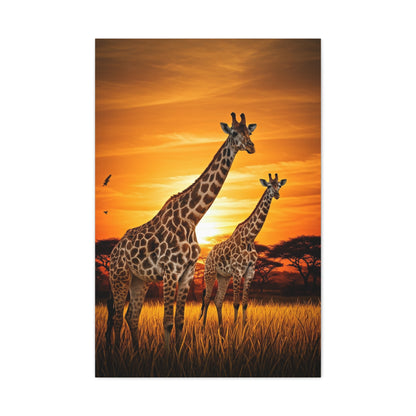 Giraffe Family at Golden Sunset Wall Art & Canvas Prints