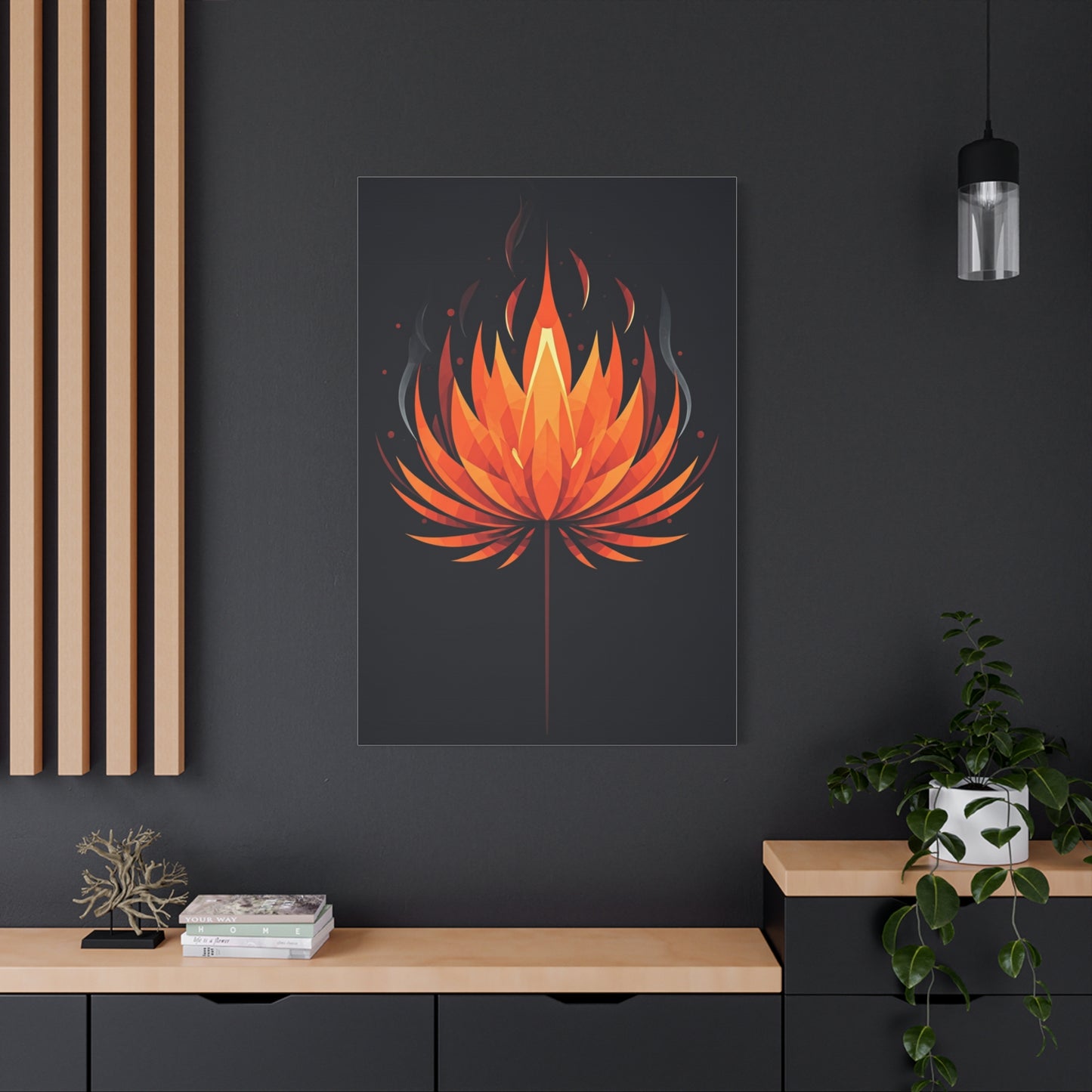 Ember Bloom Flame Lotus Wall Art & Canvas Prints