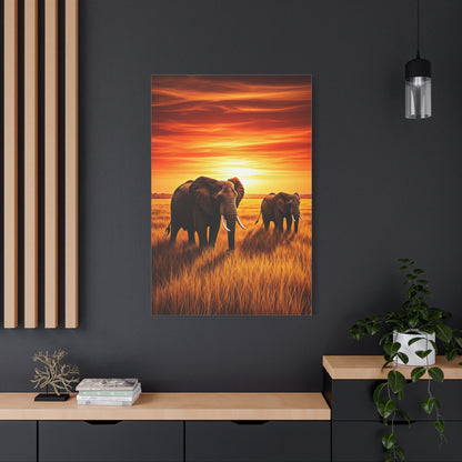 Elephant Herd at Sunset Plains Wall Art & Canvas Prints