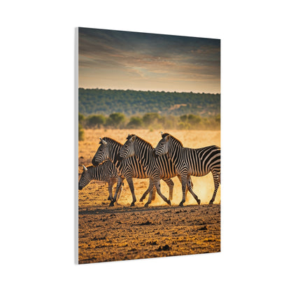 Zebra Duo Walking Across the Savannah Wall Art & Canvas Prints
