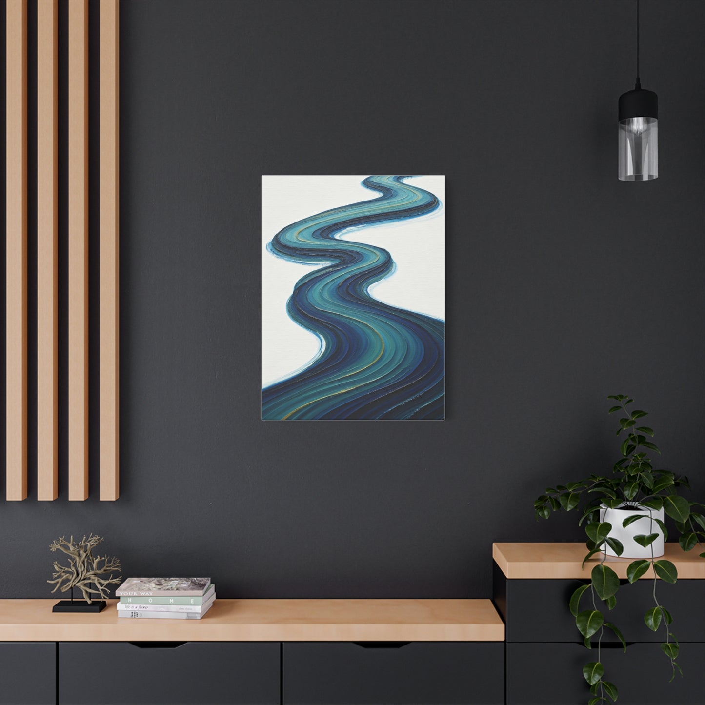 Serene Teal River Abstract Wall Art & Canvas Prints