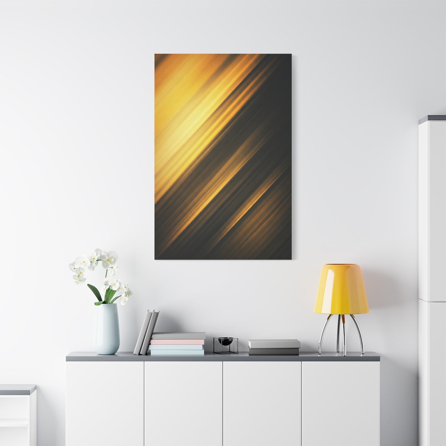 Golden Shadow Streaks Abstract Wall Art & Canvas Prints