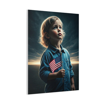 Child Holding Flag of Promise Wall Art & Canvas Prints