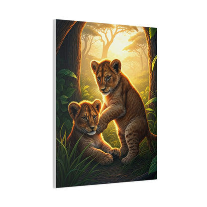 Lion Cubs in the Jungle Glow Wall Art & Canvas Prints