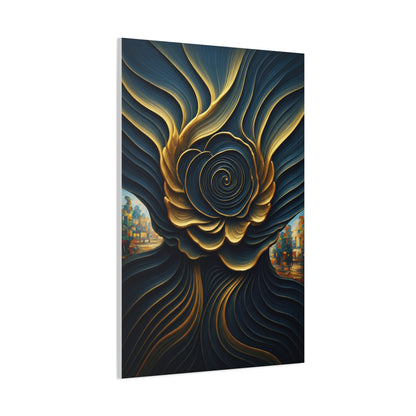 Golden Midnight Spiral Bloom Wall Art & Canvas Prints